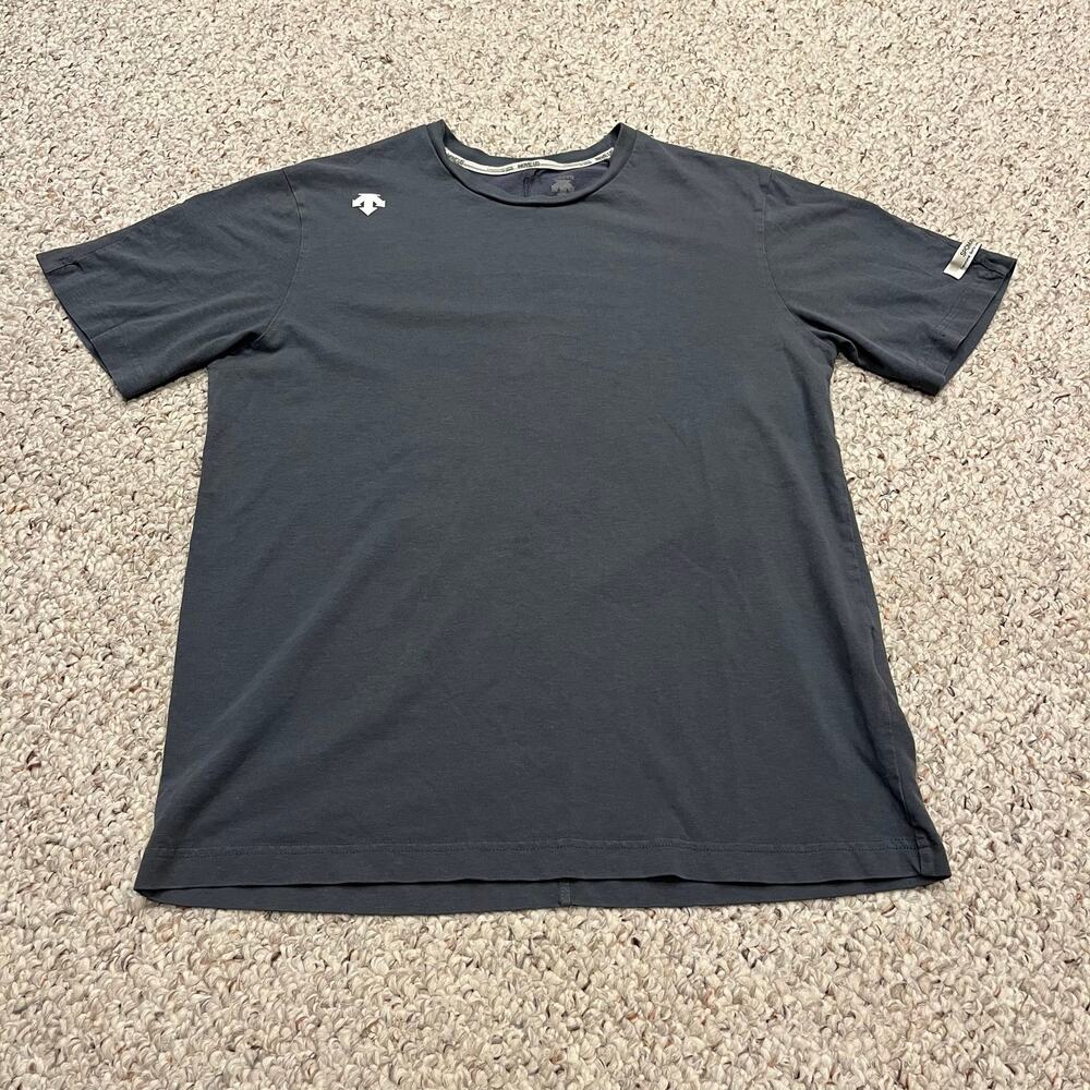 Descente Mens Short Sleeve Tee M Gray Spoma Sport Linen Athleisure Cycling Gym